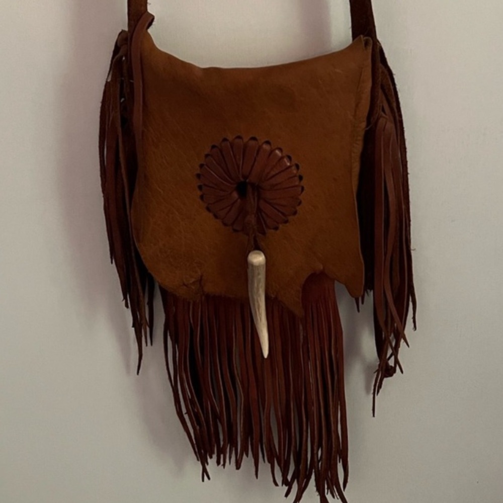 Brown Fringe Leather Bag